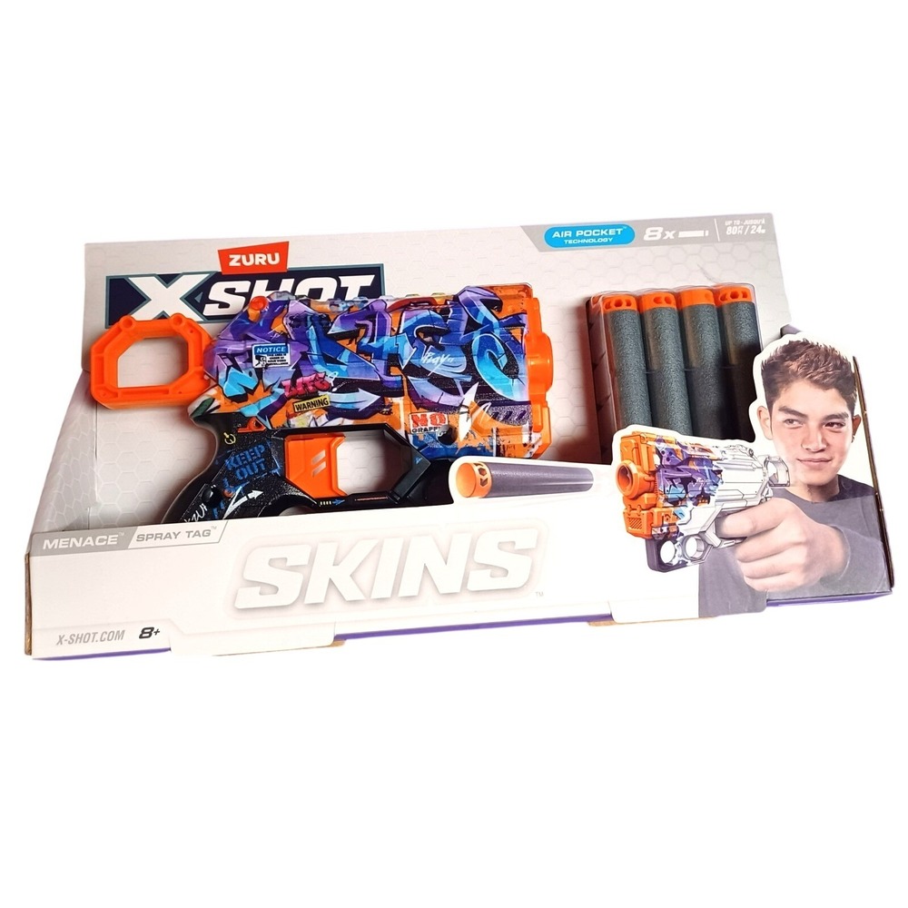 NEW Zuru X-Shot Skins Menace Graffiti Spray Tag Kids Toy Dart Blaster Gun